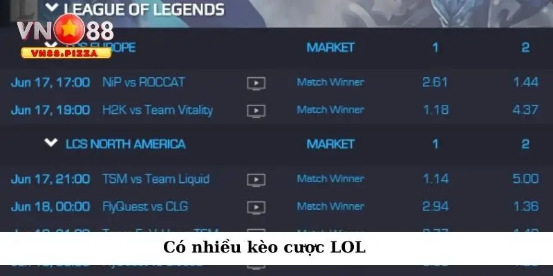 Cá cược LOL là gì? Cách chơi bet LoL hiệu quả nhất 2 Có nhiều kèo cược LOL