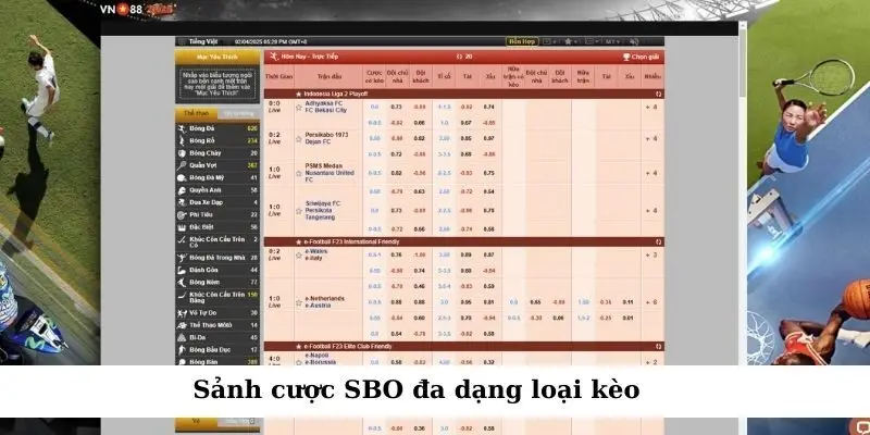 Đối tác thể thao Vn88 - Khám phá các nhà cung cấp hàng đầu 3 Sảnh cược SBO với đa dạng loại kèo